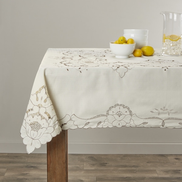 Violet Linen Majestic Damask Design Tablecloth Beige 60 in x 120 in Violet Linen Majestic Damask Design Tablecloth Beige 60 in x 120 in